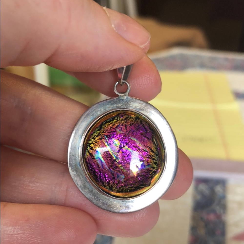 Iridescent pendant. Glass